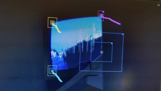 A monitor displaying points where special effects will be edited into an image.