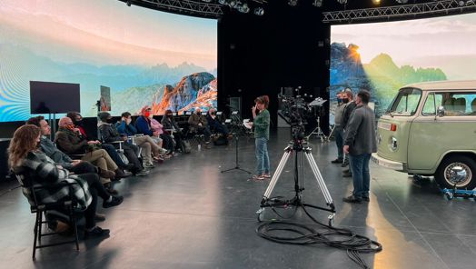 Crew on a virtual production set