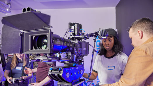 Camera trainees participate in a training workshop
