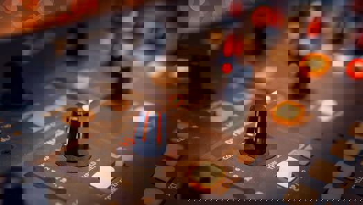 Close up of buttons on a control desk