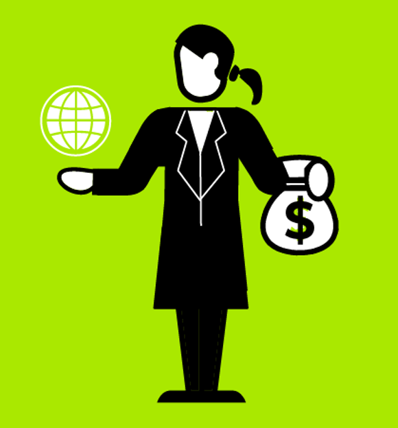 Illustration of a studio executive on a lime green background illustration